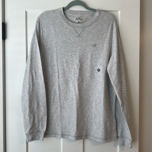 Grey Long Sleeve Hollister Waffle Knit T shirt, Size L, New With Tags